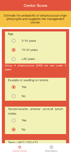 Centor Score for Sore Throat پی سی