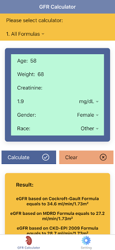 Pocket GFR Calculator PC