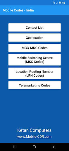 Mobile Codes of India PC