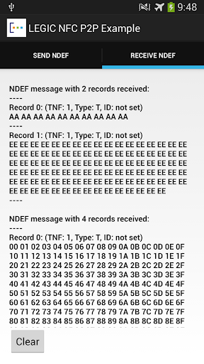 LEGIC NFC P2P Example PC