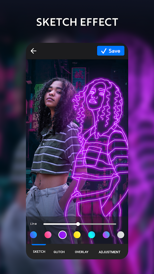 Instasquare Photo Editor: gradient Neon Line Art PC