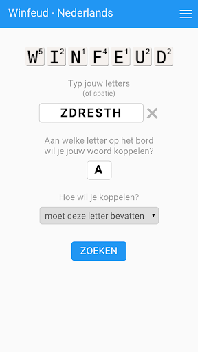 Winfeud, woorden voor Wordfeud