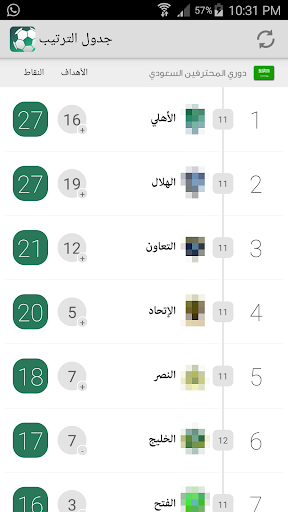 جدول المباريات - كرة قدم الحاسوب