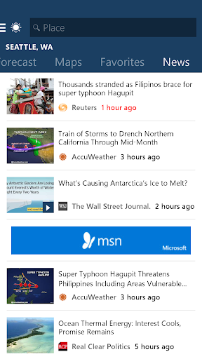 komputer MSN Weather - Forecast & Maps