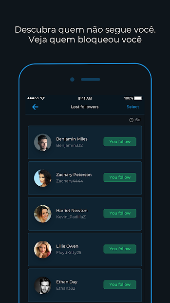 Reports+ Análise de seguidores para Instagram para PC