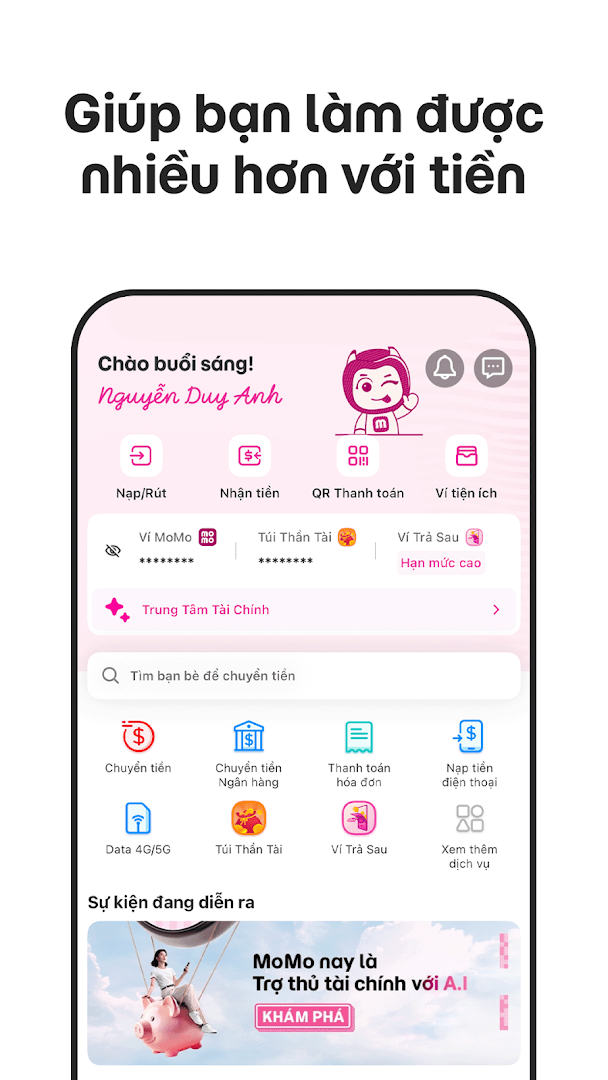 MoMo: Nạp tiền, Chuyển Tiền & Thanh Toán PC