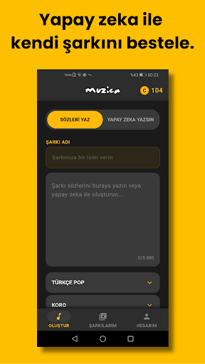 Muzica AI Türkçe Şarkı Bestele PC