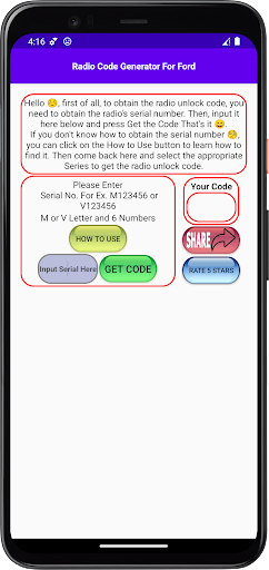 Generator kodów do radia Ford PC