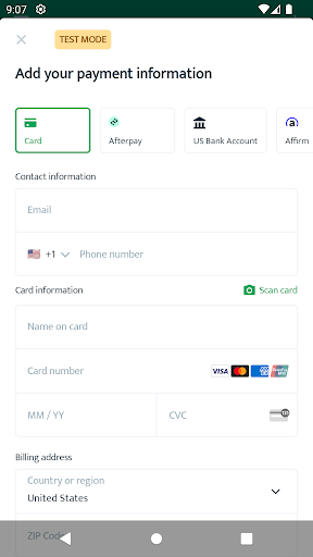 Payment for Stripe الحاسوب
