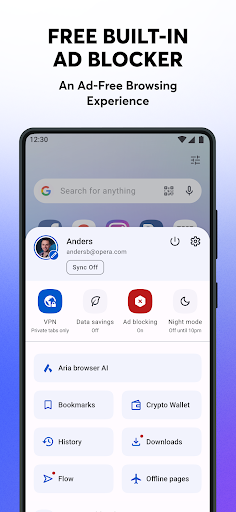 komputer Opera browser with AI