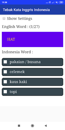 Tebak Kata Inggris Indonesia PC