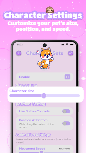 Cute Pet On Status Bar, Widget پی سی