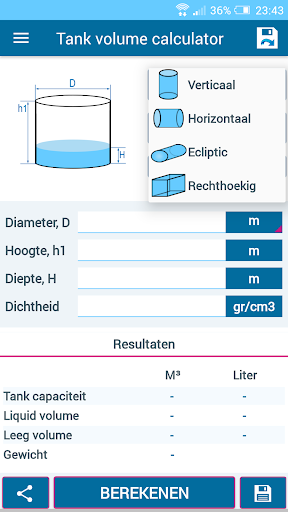 Tank volume calculator PC