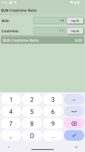 BUN Creatinine Ratio Calculato PC