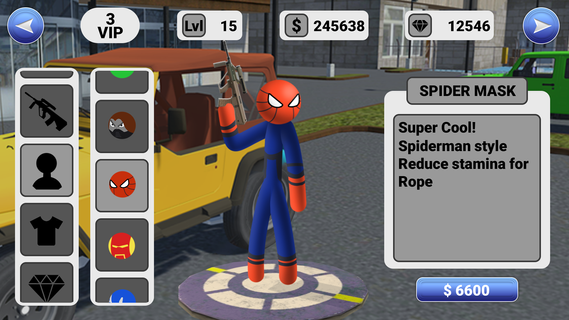 Spider Stickman Rope - Hero of Crime City
