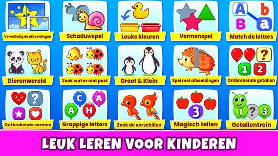 Kinderspellen: kleuren, puzzel PC