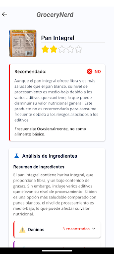 Uvita: Escáner de alimentos