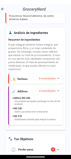 Uvita: Escáner de alimentos