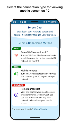 Screen Cast -View Mobile on PC الحاسوب