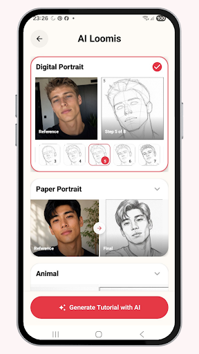 Sketch Steps: AI Loomis Draw