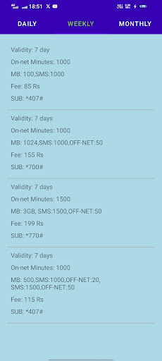 Pak sim details پی سی