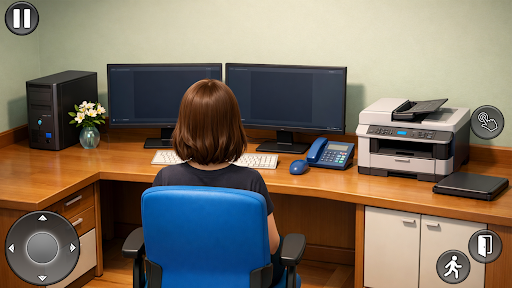 komputer Office Girl Simulator ဂိမ်း 3D