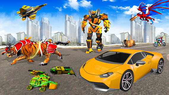 Flying Tiger Robot Car Game 3D