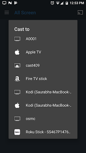 All Screen Cast to TV Roku PC