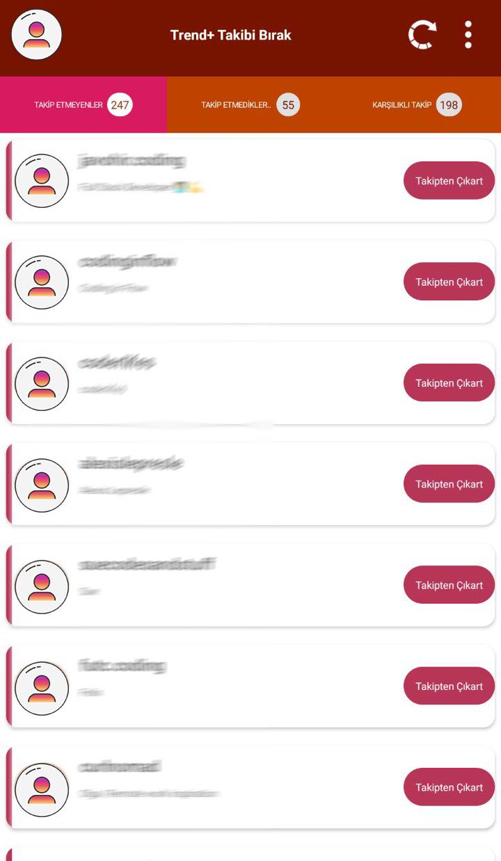 Trend+ Takibi Bırakanlar (Unfollowers) PC