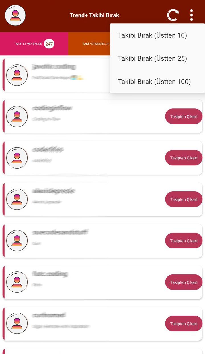 Trend+ Takibi Bırakanlar (Unfollowers) PC