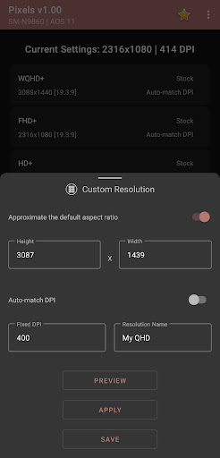 Pixels: Resolution+DPI Changer ????