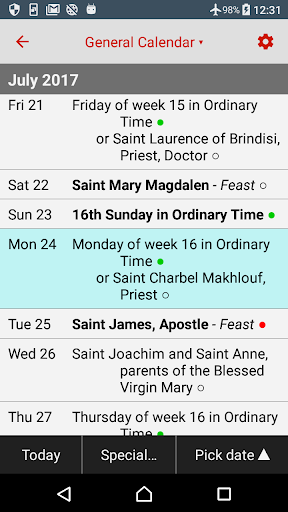 Catholic Calendar: Universalis PC