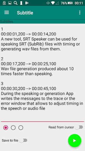 SRT Speaker subtitles to audio