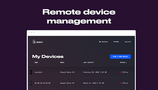 Webkey: Android remote control پی سی
