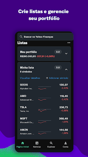 Yahoo Finanças para PC