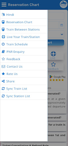 Rail Reservation Chart & PNR পিসি