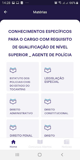 komputer Concursos na Mão, assuntos