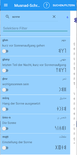 Musnad-Schrift Wörterbuch