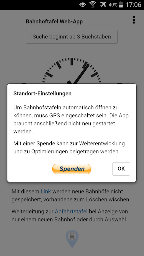 Bahnhoftafel mit GPS