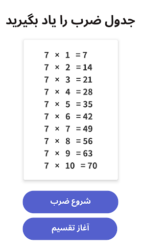 جدول ضرب - یادگیری ریاضی