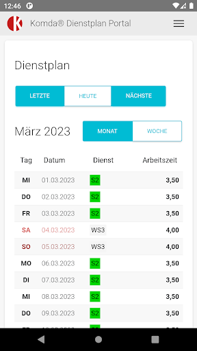 Komda® Dienstplan