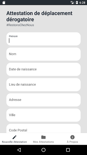 Attestation de déplacement dérogatoire PC