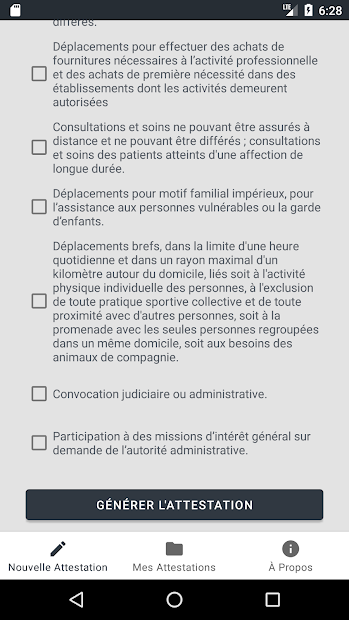 Attestation de déplacement dérogatoire PC