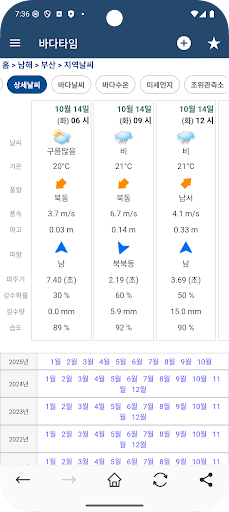 바다타임 (물때표, 조석예보, 바다날씨, 바다수온) PC