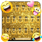 Golden Glitter Emoji Keyboard Theme
