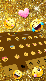 Golden Glitter Emoji Keyboard Theme
