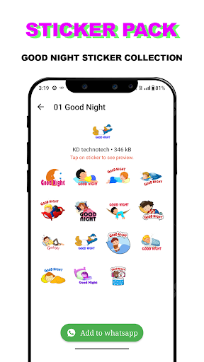 GoodNight Sticker For Whatsapp پی سی