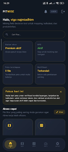 komputer PITWISE: Earthwork Calculator