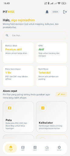 komputer PITWISE: Earthwork Calculator