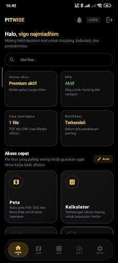 komputer PITWISE: Earthwork Calculator